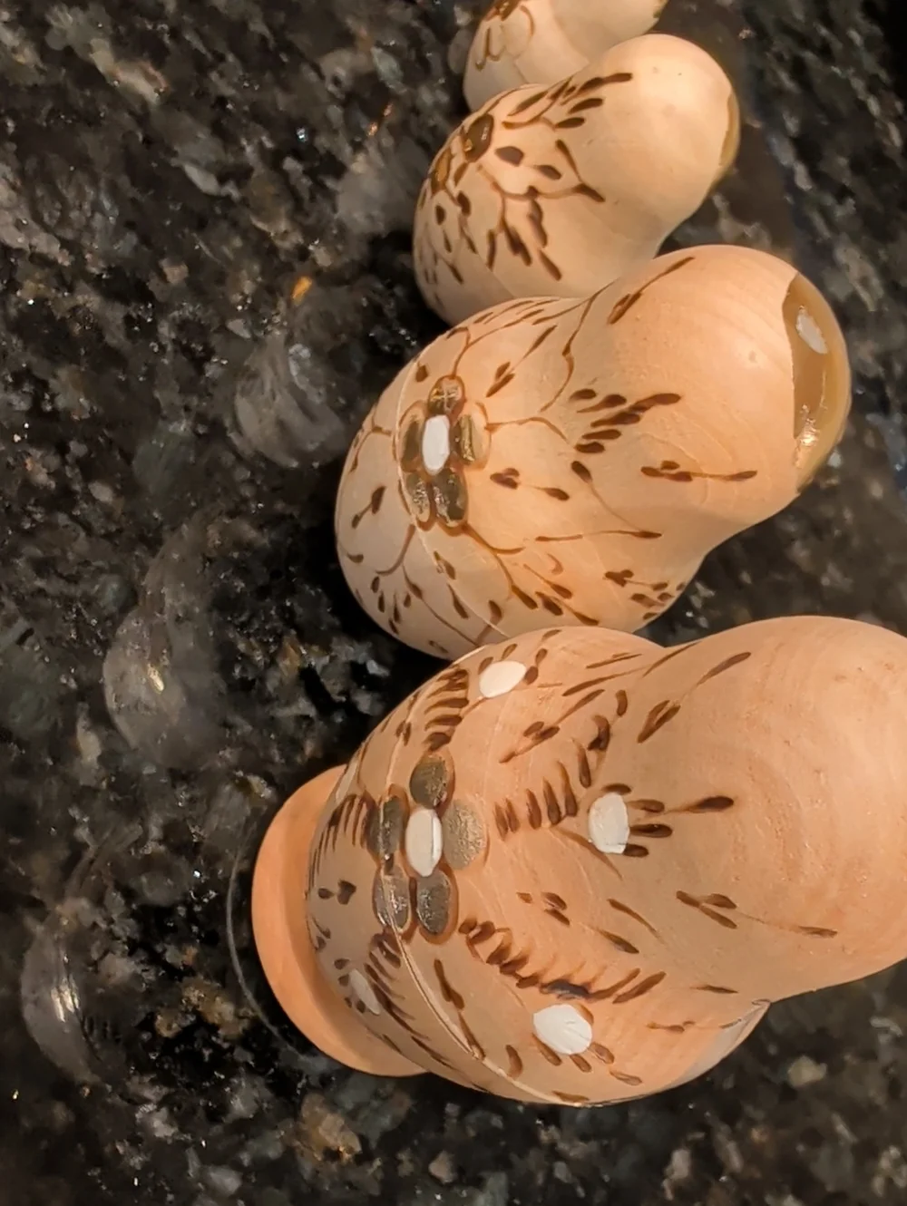 Hand-Painted Beige Matryoshka-Style Bird Toy